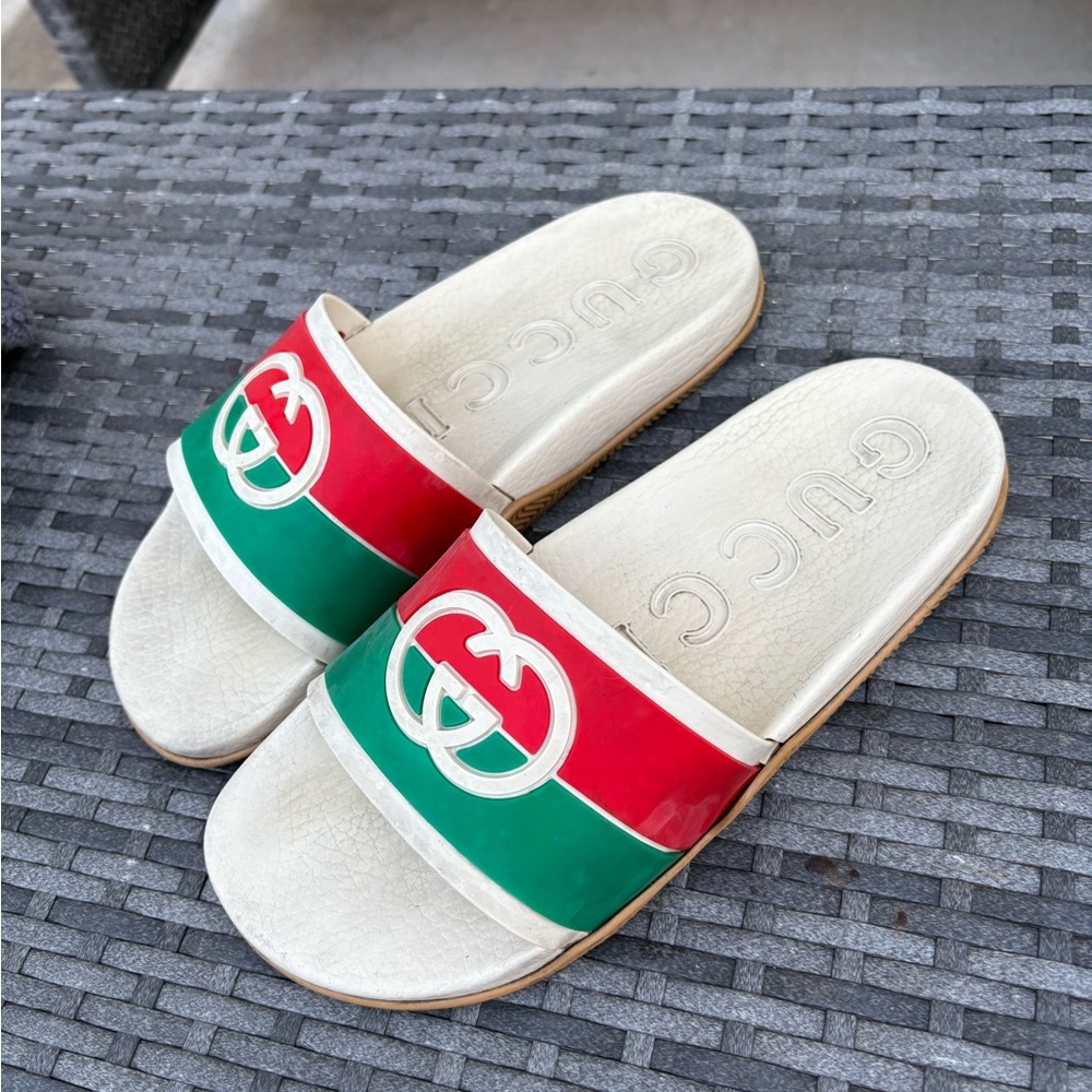 Gucci Red and Green Slide Sandals
